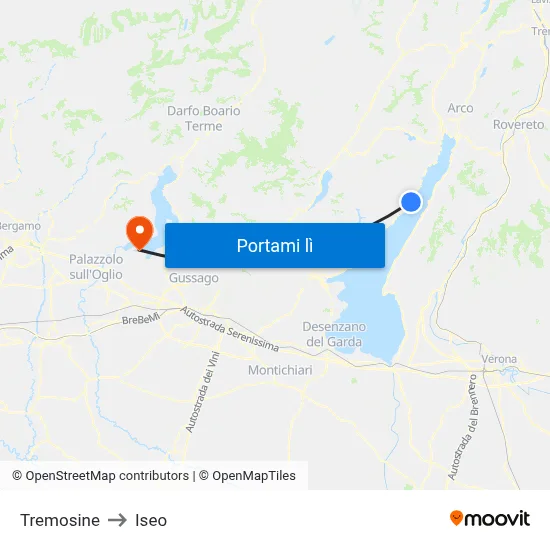 Tremosine to Iseo map