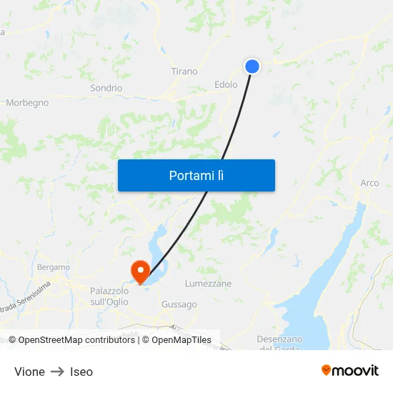 Vione to Iseo map