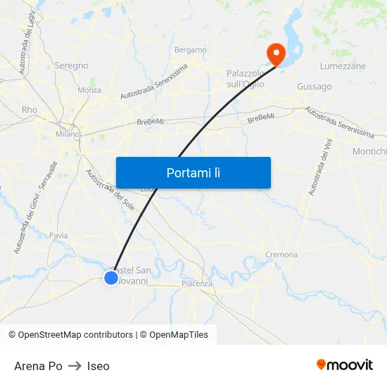 Arena Po to Iseo map