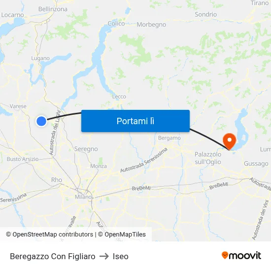 Beregazzo Con Figliaro to Iseo map