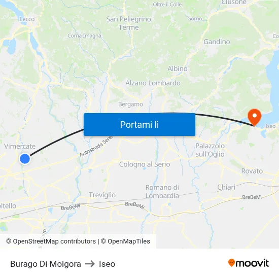Burago Di Molgora to Iseo map