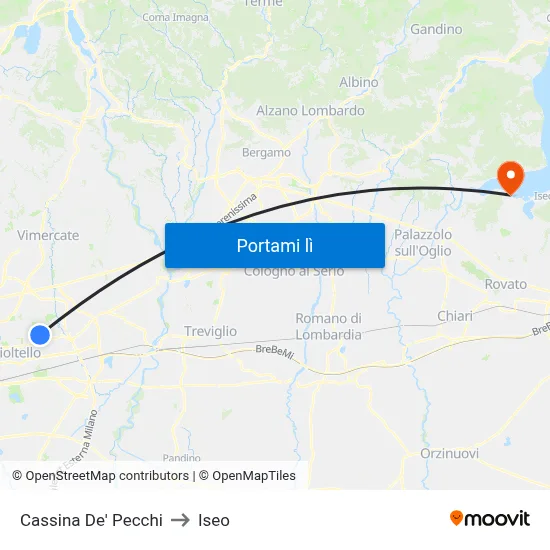 Cassina De' Pecchi to Iseo map