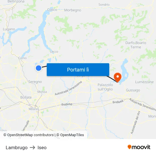 Lambrugo to Iseo map