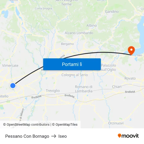 Pessano Con Bornago to Iseo map