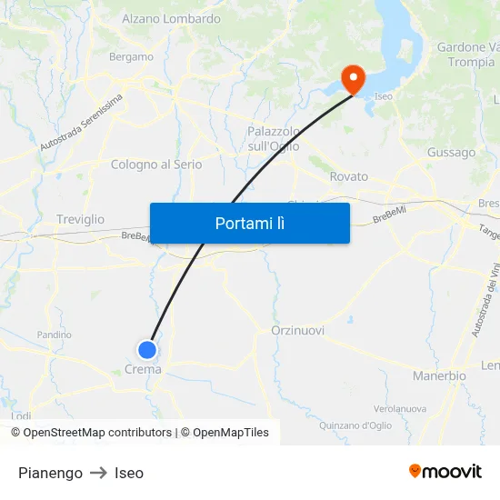 Pianengo to Iseo map