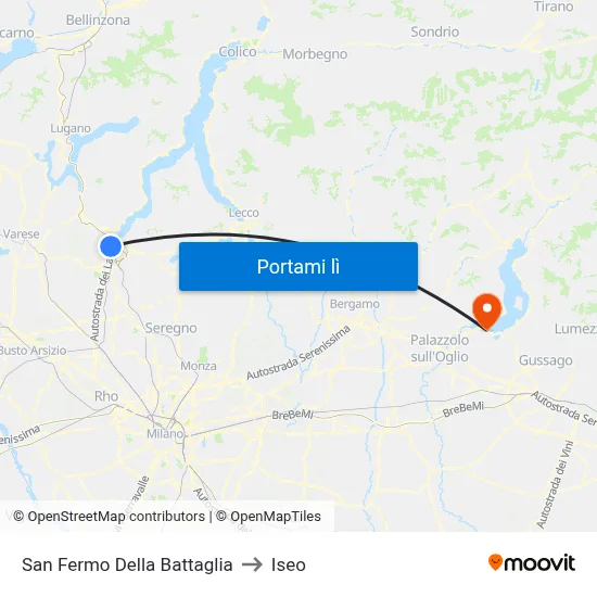 San Fermo Della Battaglia to Iseo map