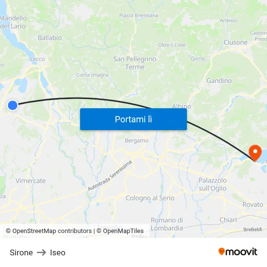 Sirone to Iseo map