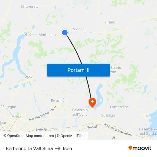 Berbenno Di Valtellina to Iseo map