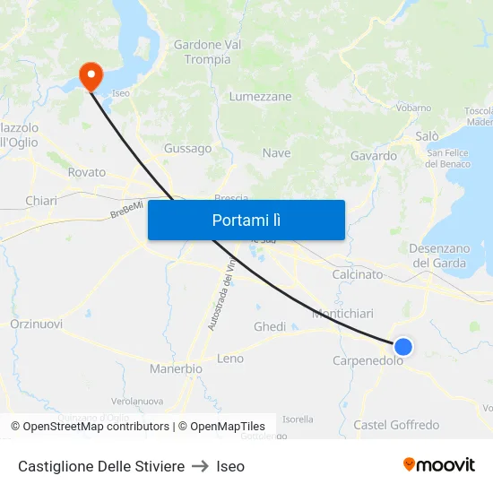 Castiglione Delle Stiviere to Iseo map