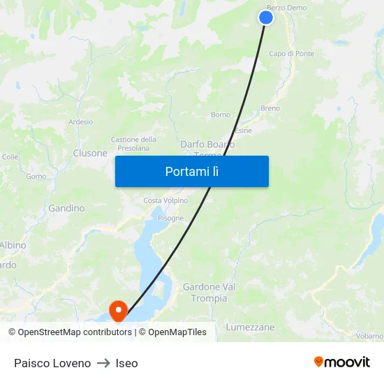 Paisco Loveno to Iseo map