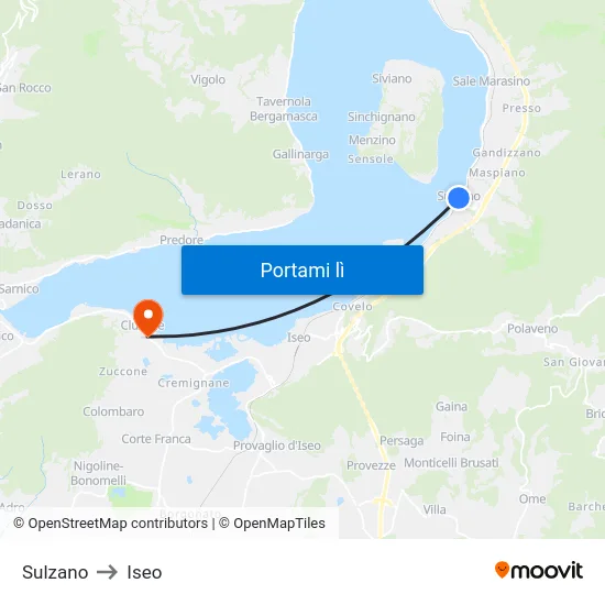 Sulzano to Iseo map