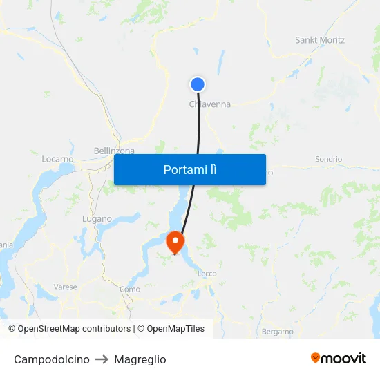 Campodolcino to Magreglio map