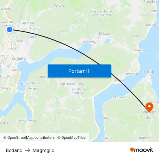 Bedano to Magreglio map
