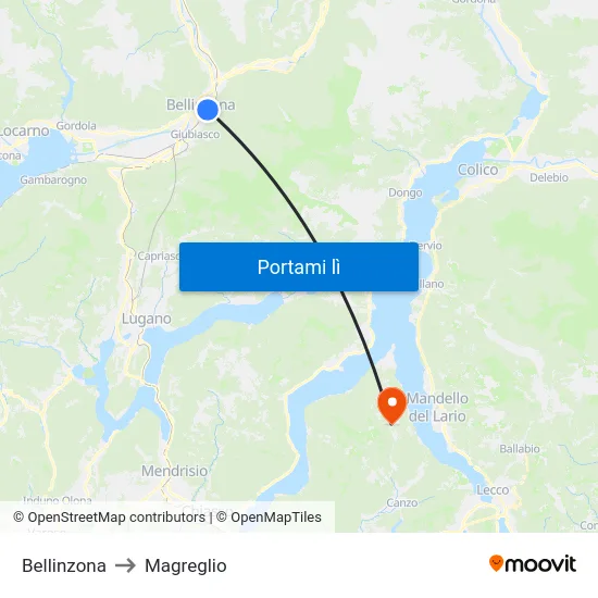 Bellinzona to Magreglio map