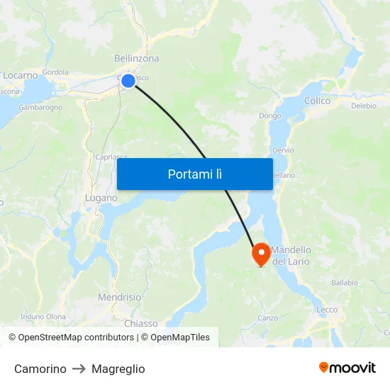 Camorino to Magreglio map