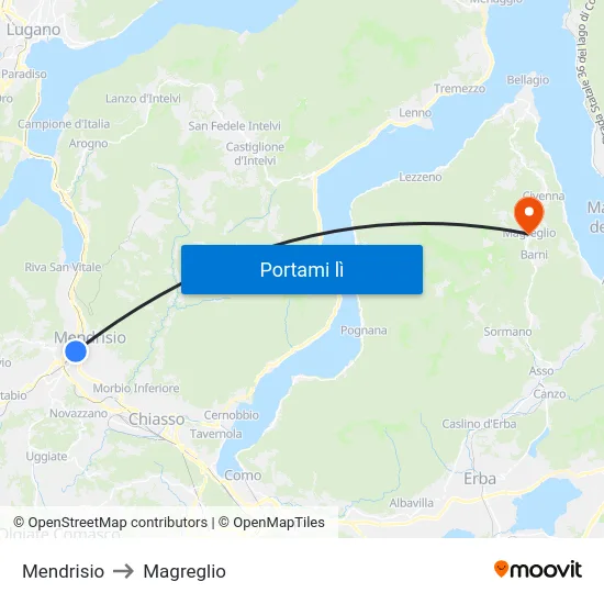 Mendrisio to Magreglio map