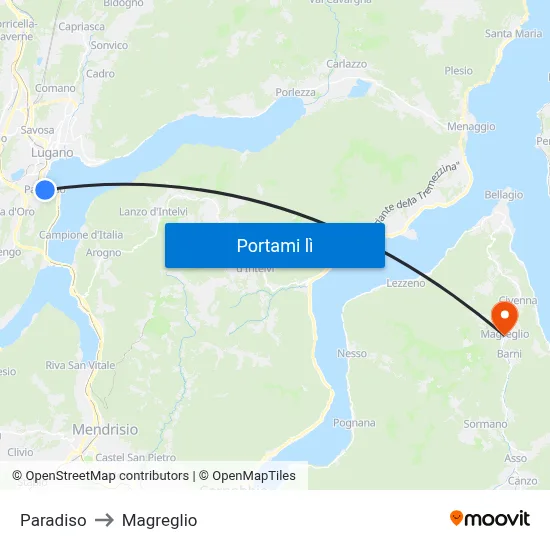Paradiso to Magreglio map