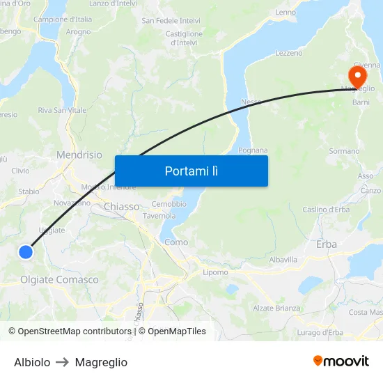 Albiolo to Magreglio map