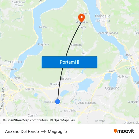 Anzano Del Parco to Magreglio map