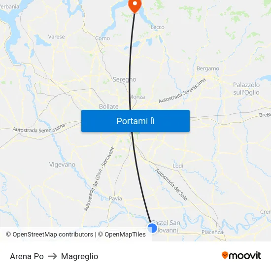 Arena Po to Magreglio map
