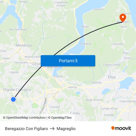 Beregazzo Con Figliaro to Magreglio map