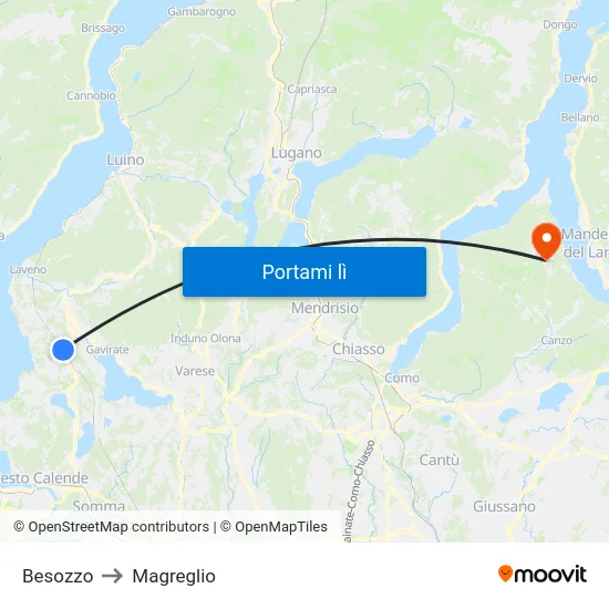 Besozzo to Magreglio map
