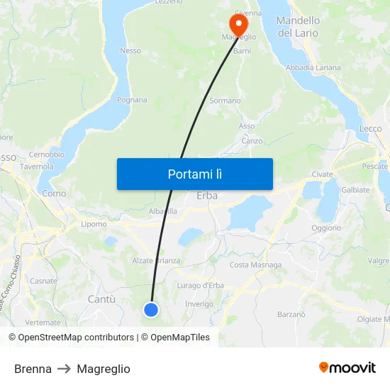 Brenna to Magreglio map
