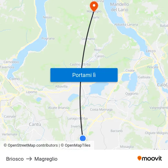Briosco to Magreglio map