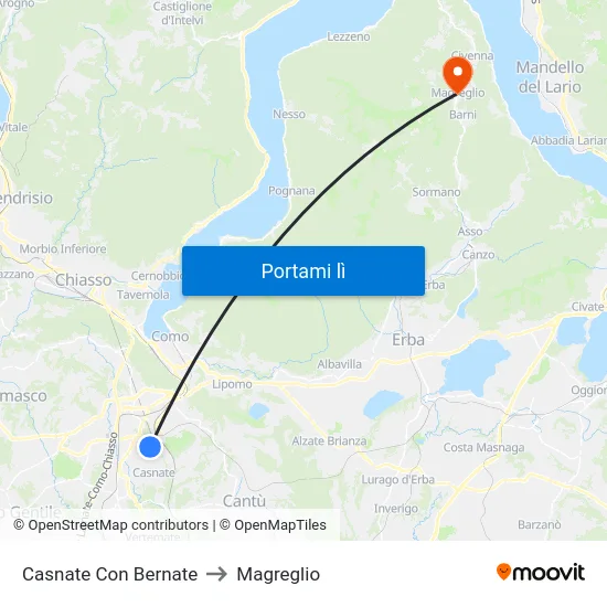 Casnate Con Bernate to Magreglio map