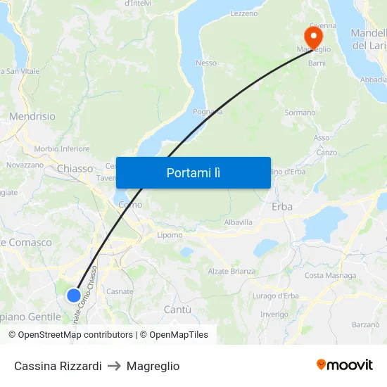 Cassina Rizzardi to Magreglio map