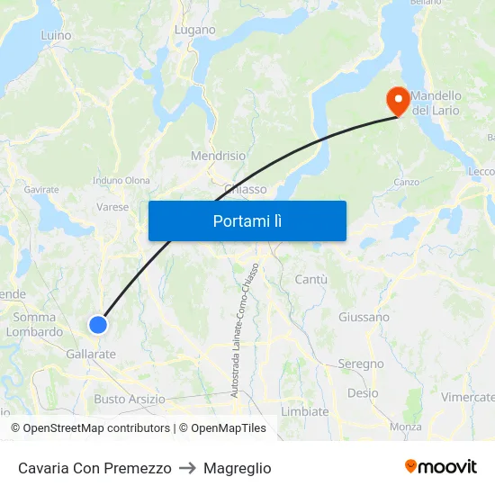 Cavaria Con Premezzo to Magreglio map