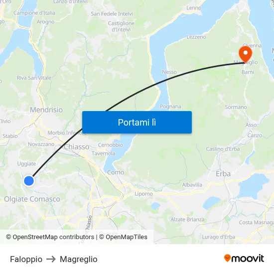 Faloppio to Magreglio map