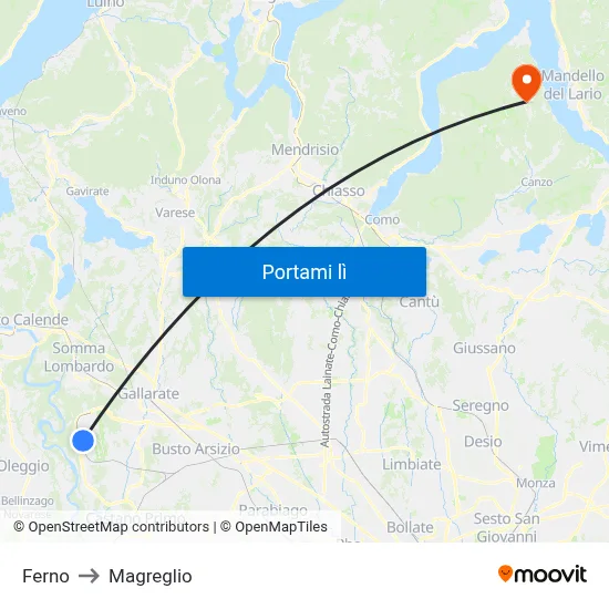 Ferno to Magreglio map