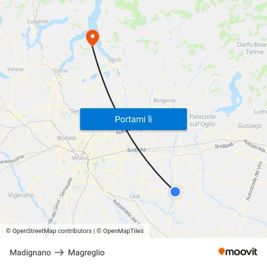 Madignano to Magreglio map