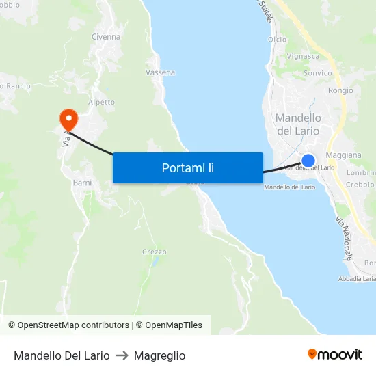 Mandello Del Lario to Magreglio map