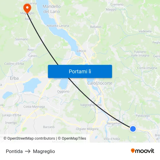 Pontida to Magreglio map
