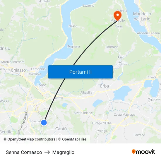 Senna Comasco to Magreglio map