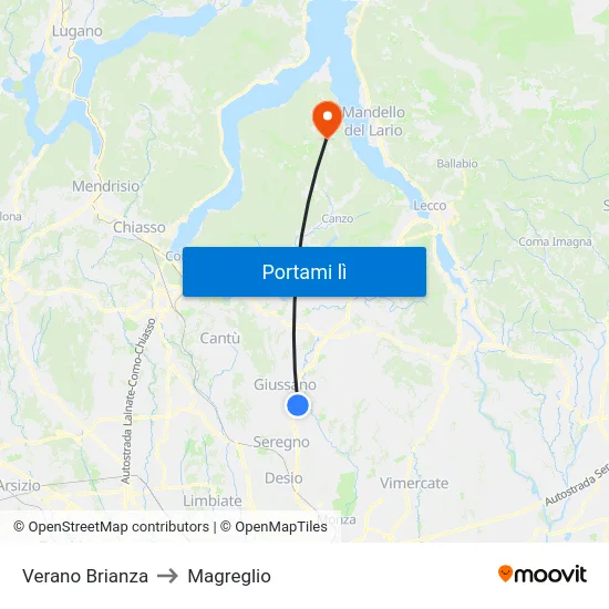 Verano Brianza to Magreglio map