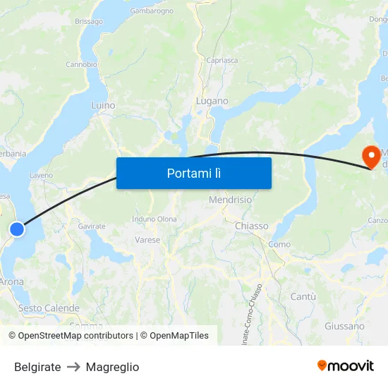 Belgirate to Magreglio map