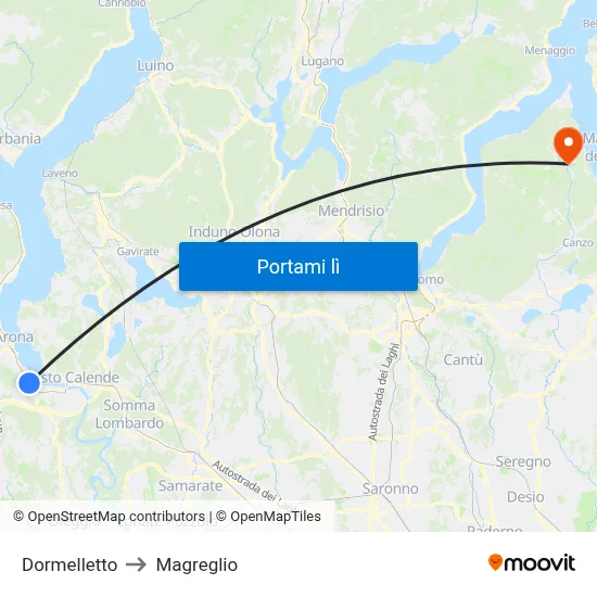 Dormelletto to Magreglio map