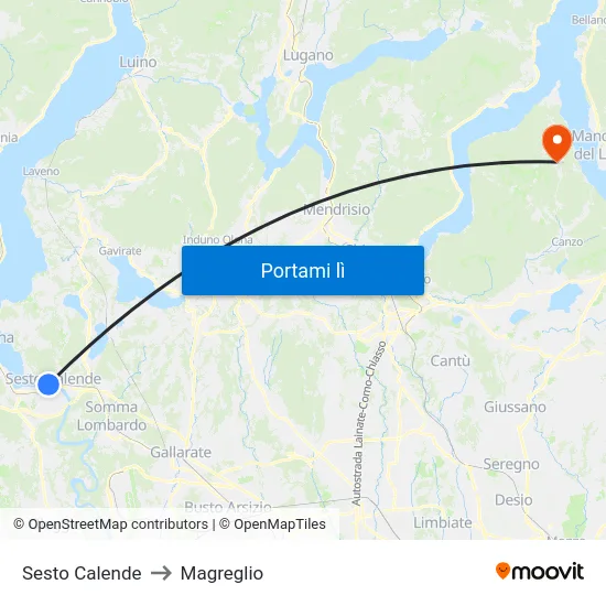 Sesto Calende to Magreglio map