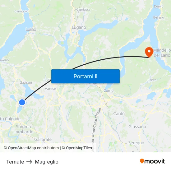 Ternate to Magreglio map