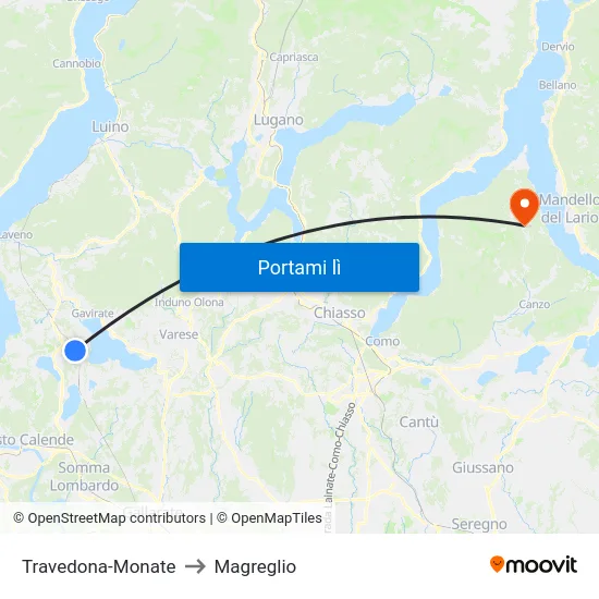 Travedona-Monate to Magreglio map