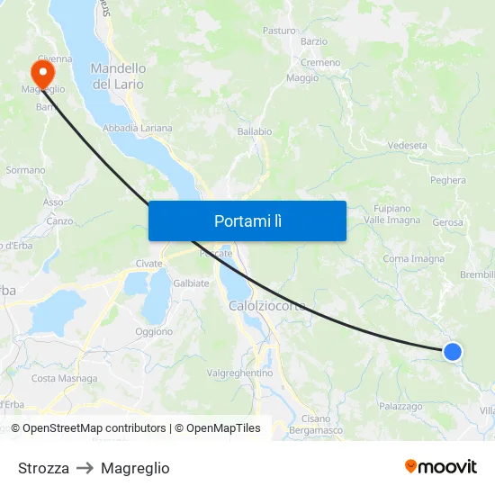 Strozza to Magreglio map
