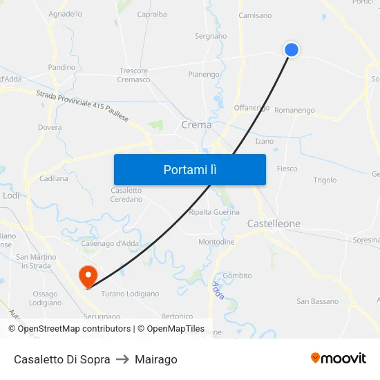 Casaletto Di Sopra to Mairago map