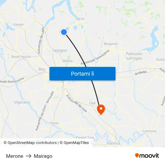 Merone to Mairago map