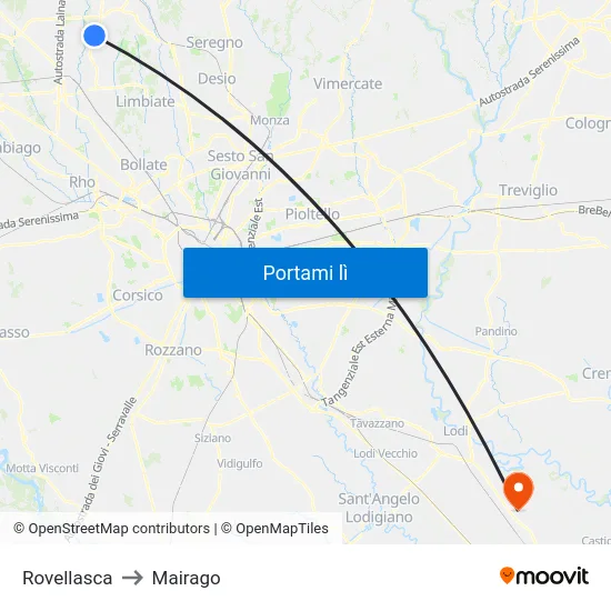 Rovellasca to Mairago map