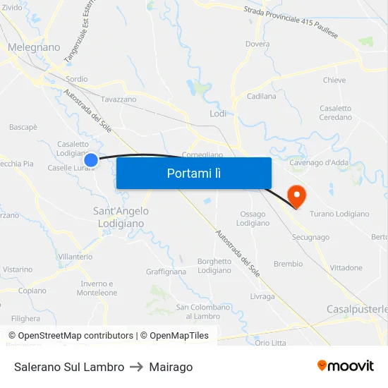 Salerano Sul Lambro to Mairago map