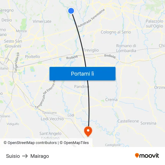 Suisio to Mairago map