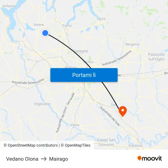 Vedano Olona to Mairago map